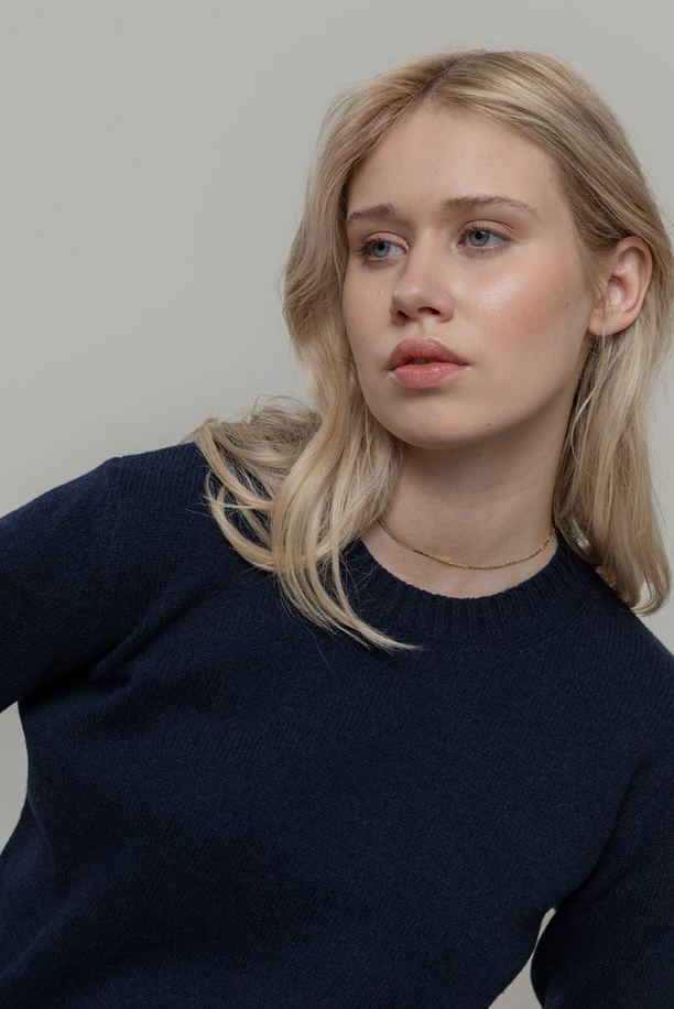 Rifo - Laura Woman Recycled Wool Sweater - Blue Mora