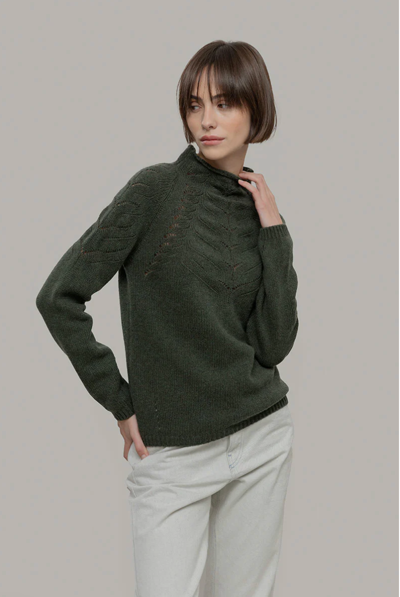Rifo - Corinna Woman Wool Sweater - Green Foresta