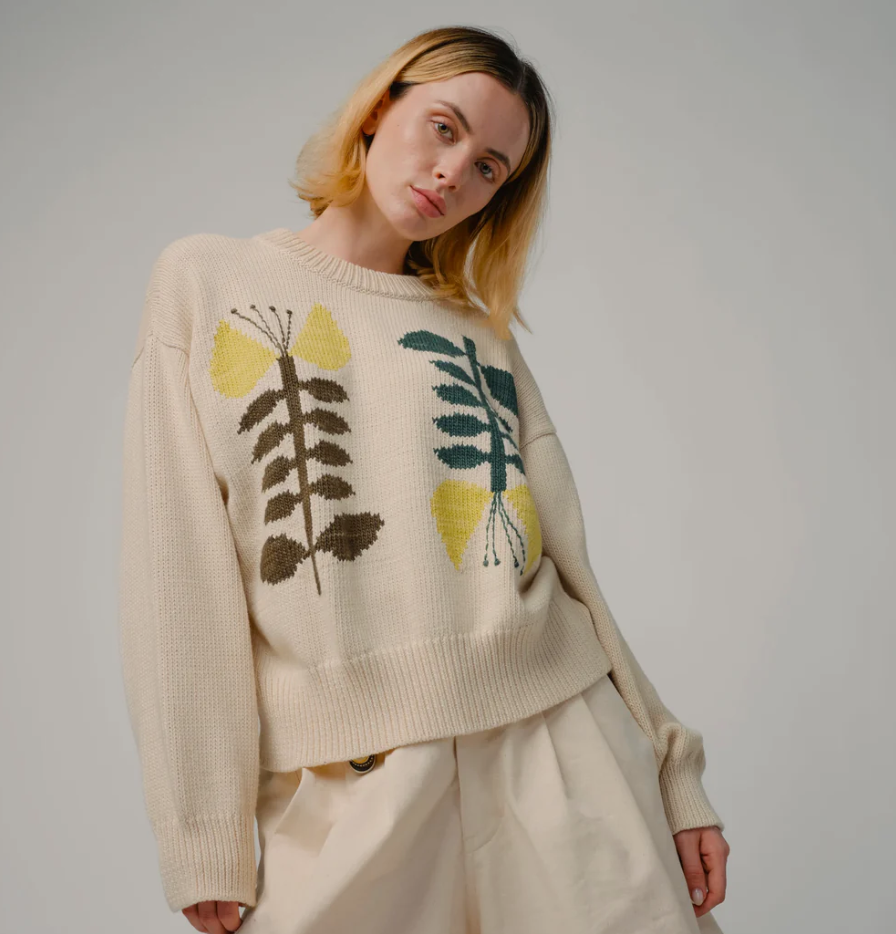 Degen - Yarrow Embroidered Flora Sweater