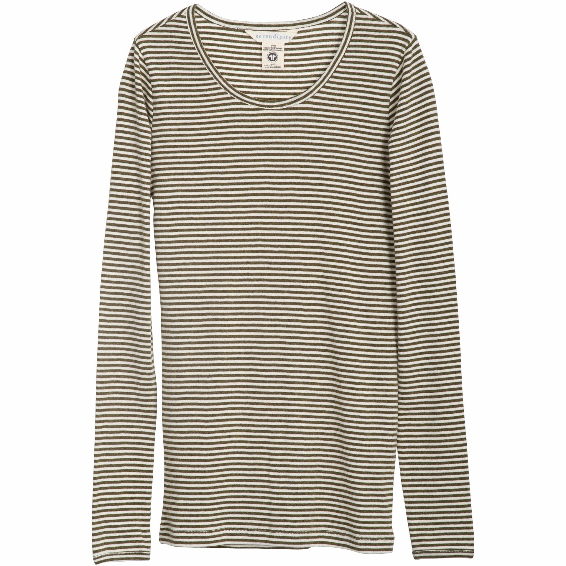 Serendipity - Slim Tee - Stripe Seaweed/Off White