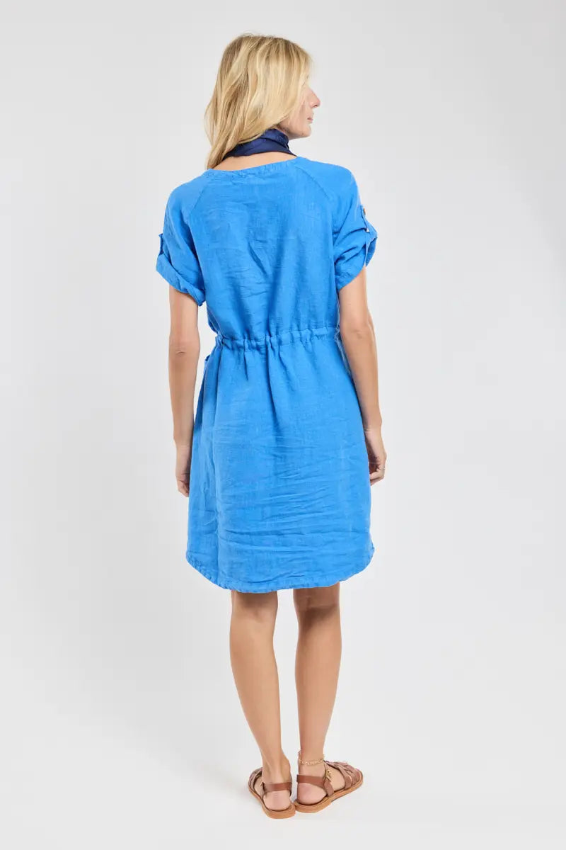 Armor Lux Belted dress Linen Saphir Blue Lyseblå