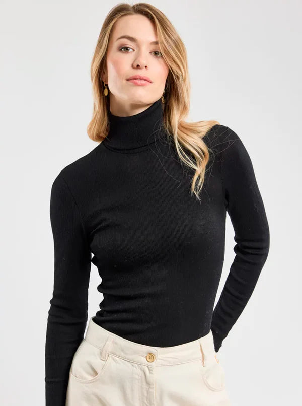 Armor Lux - Uld Silke Turtleneck - Black