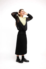 gudrun & gudrun Aurora Sweater Gul og Sort