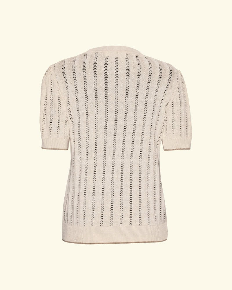 Grobund Almine tee Den beige med kontrast kant