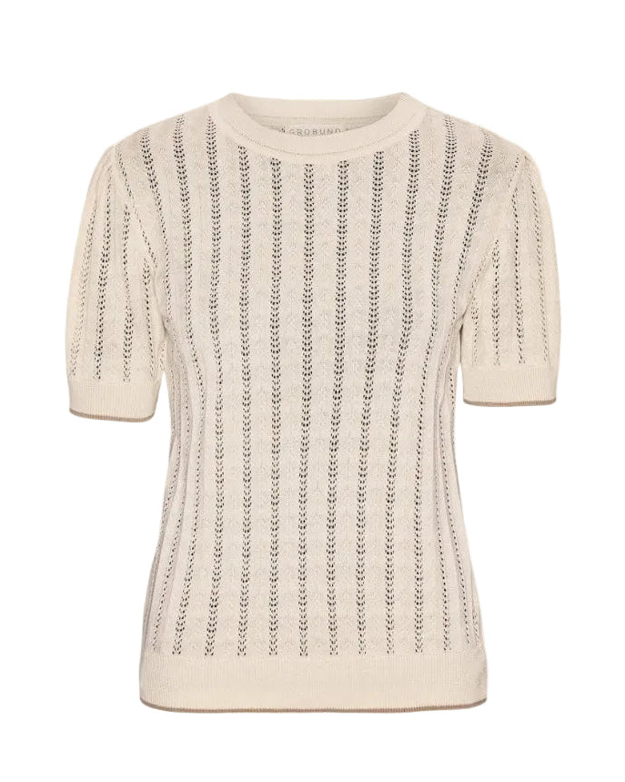 Grobund Almine tee Den beige med kontrast kant