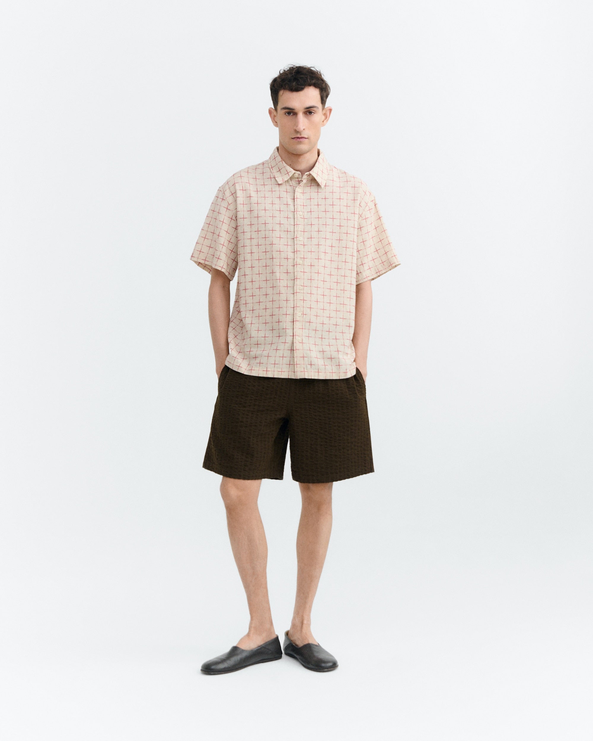 Thinking Mu - Kurtis oversize lattice plaid shirt