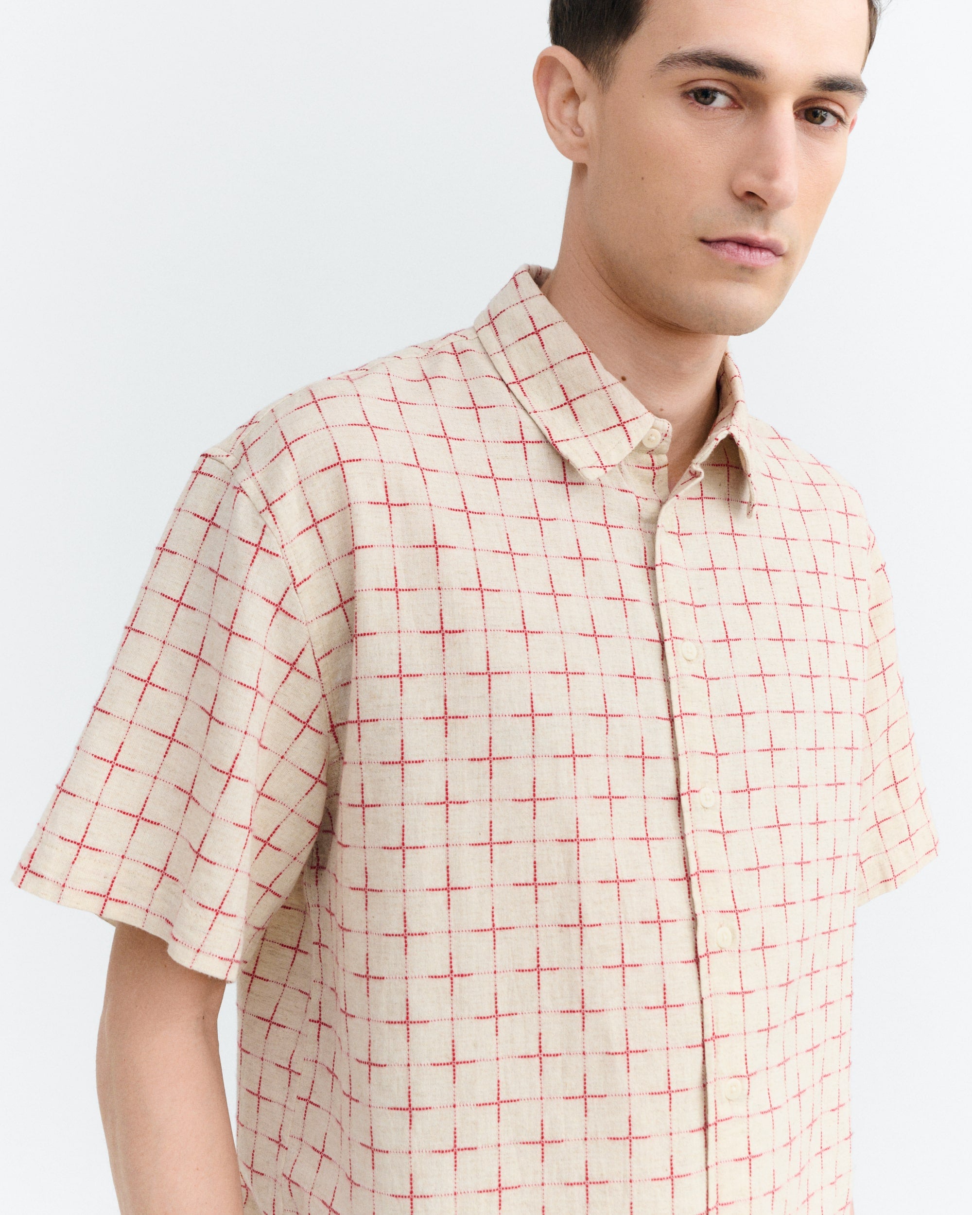 Thinking Mu - Kurtis oversize lattice plaid shirt