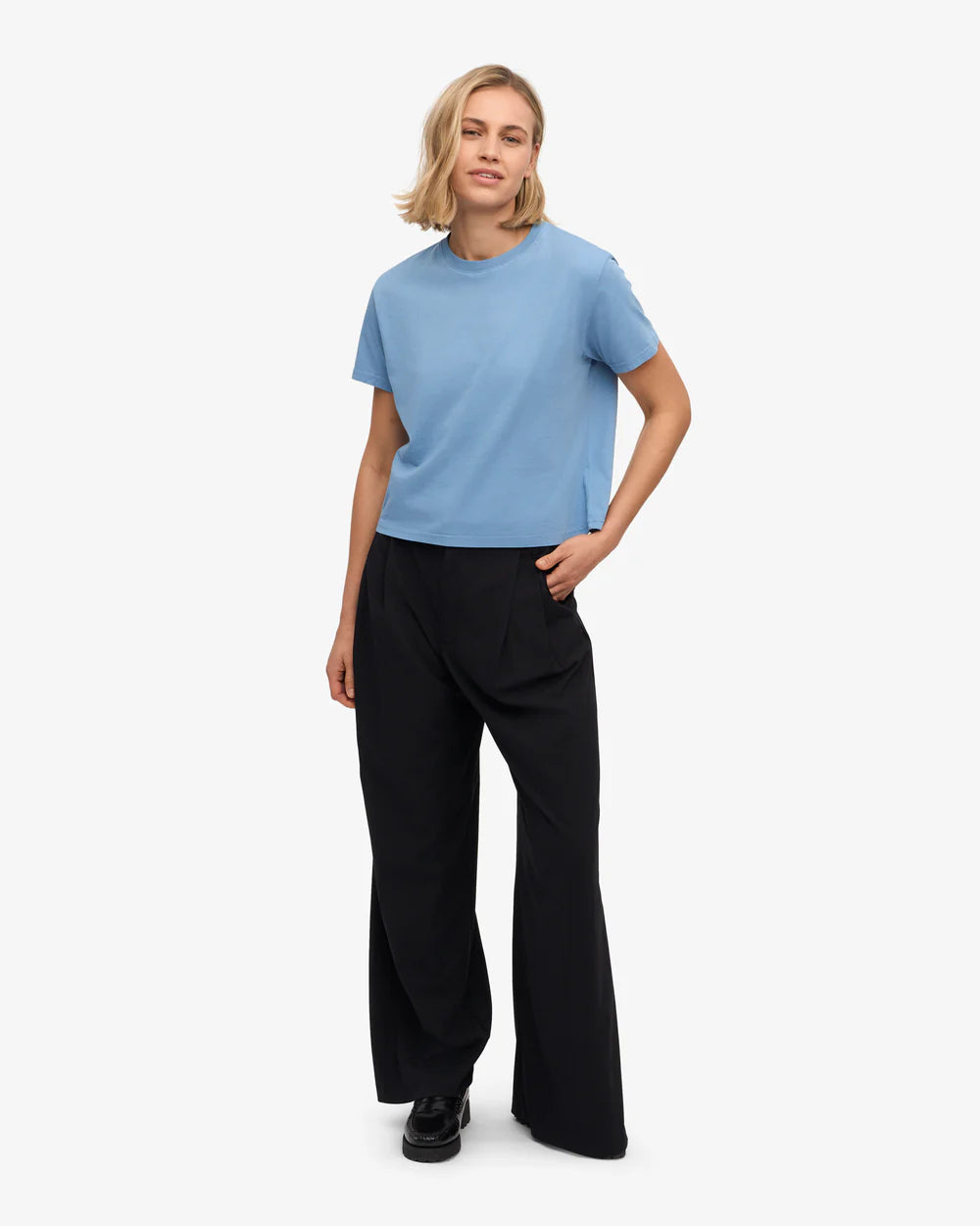 Colorful Standard Organic Boxy Crop Tee - Seaside Blue