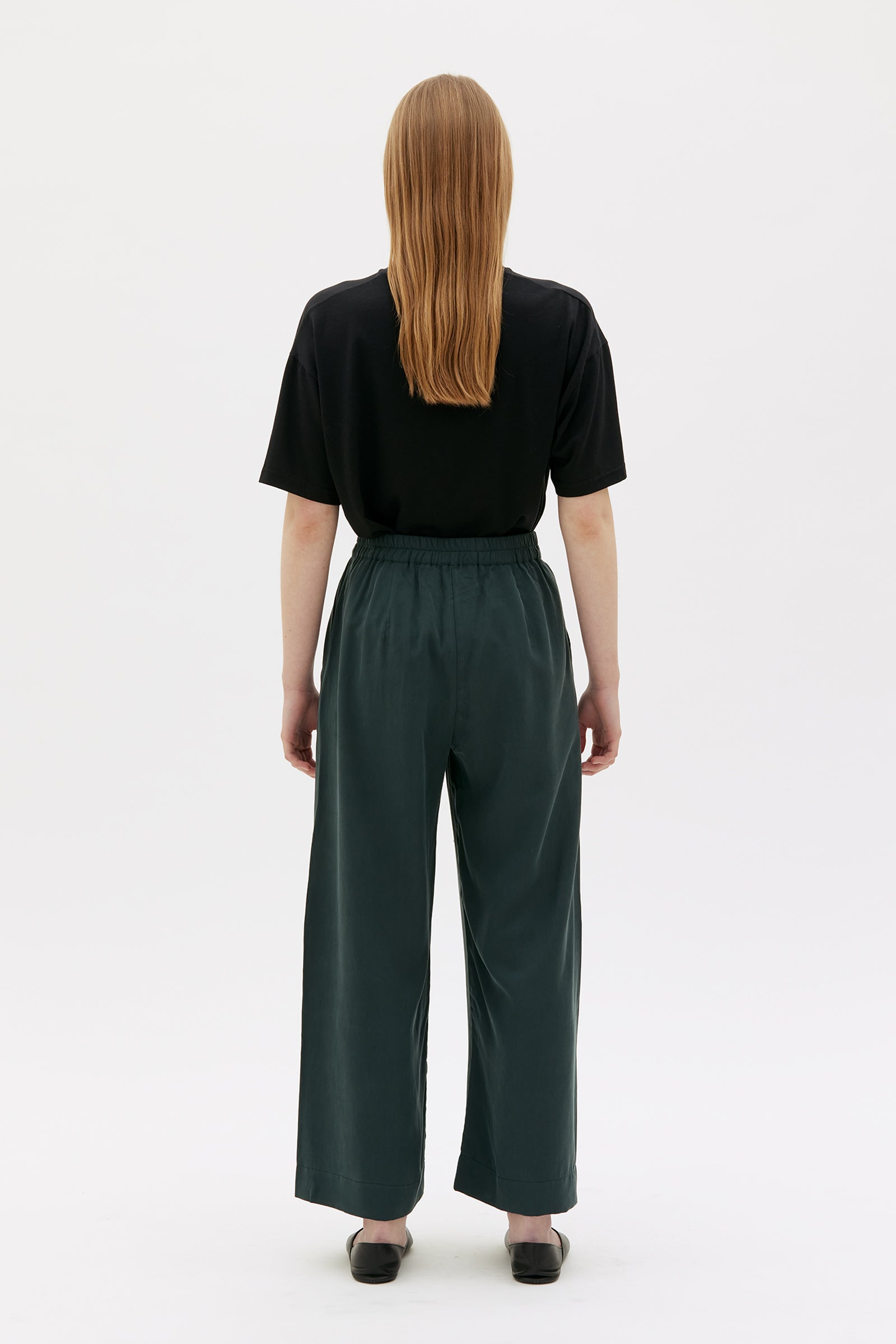 Maska - Thea flowy tencel pants - Dark bottle green