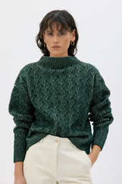 Maska - Bicolour Lambswool Sweater - Pine Green