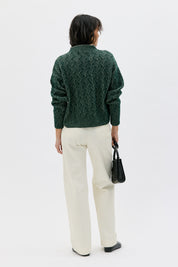 Maska - Bicolour Lambswool Sweater - Pine Green