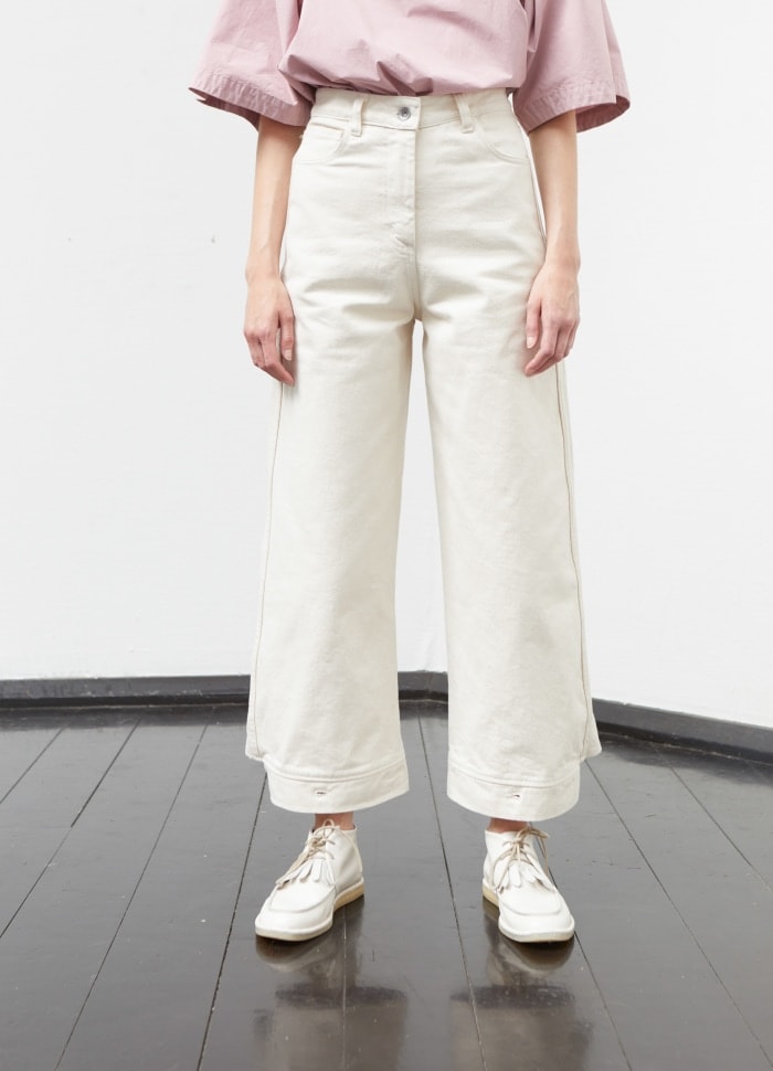 PILE DENIM PANTS - ECRU