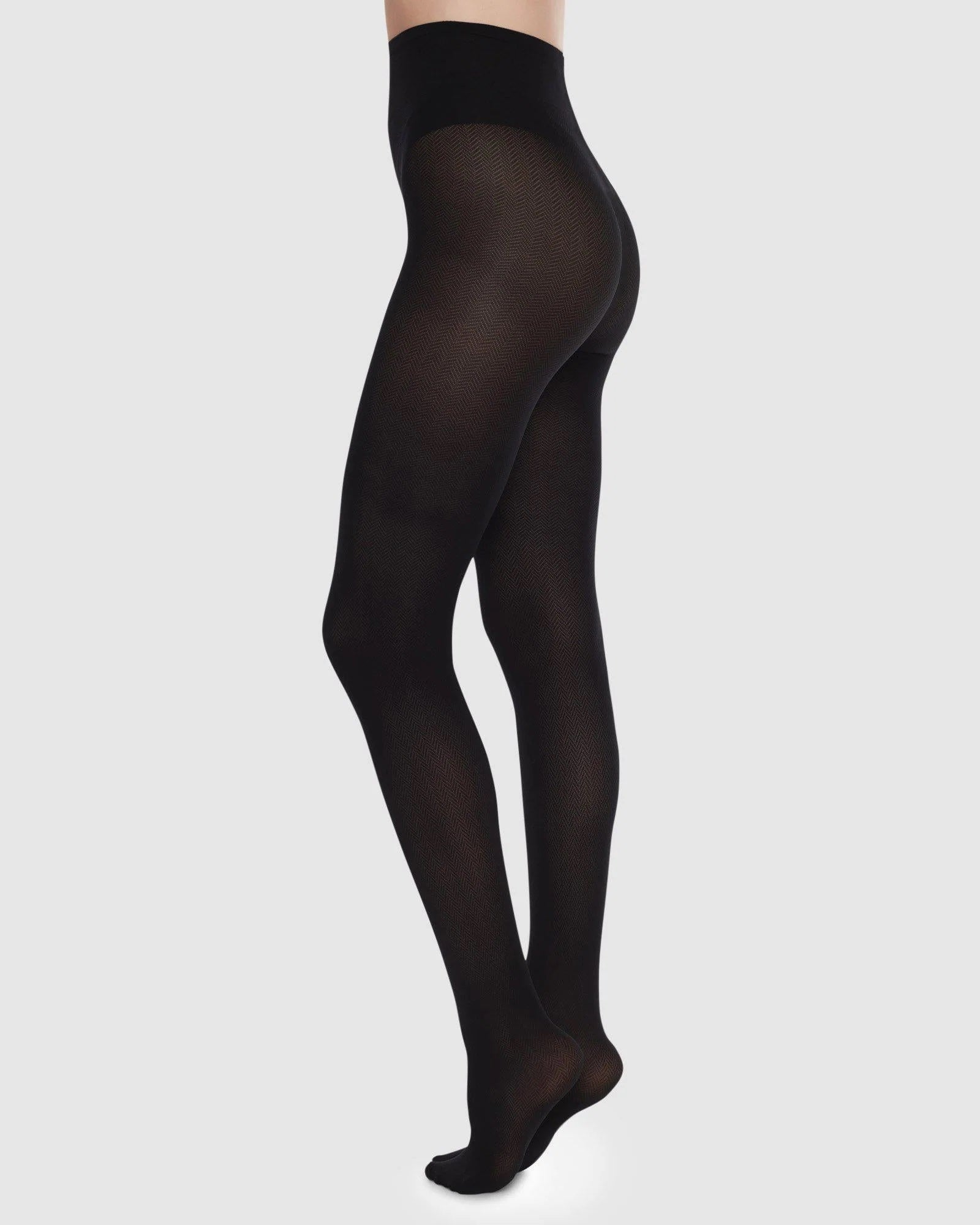 Swedish Stockins Nina fishbone tights black