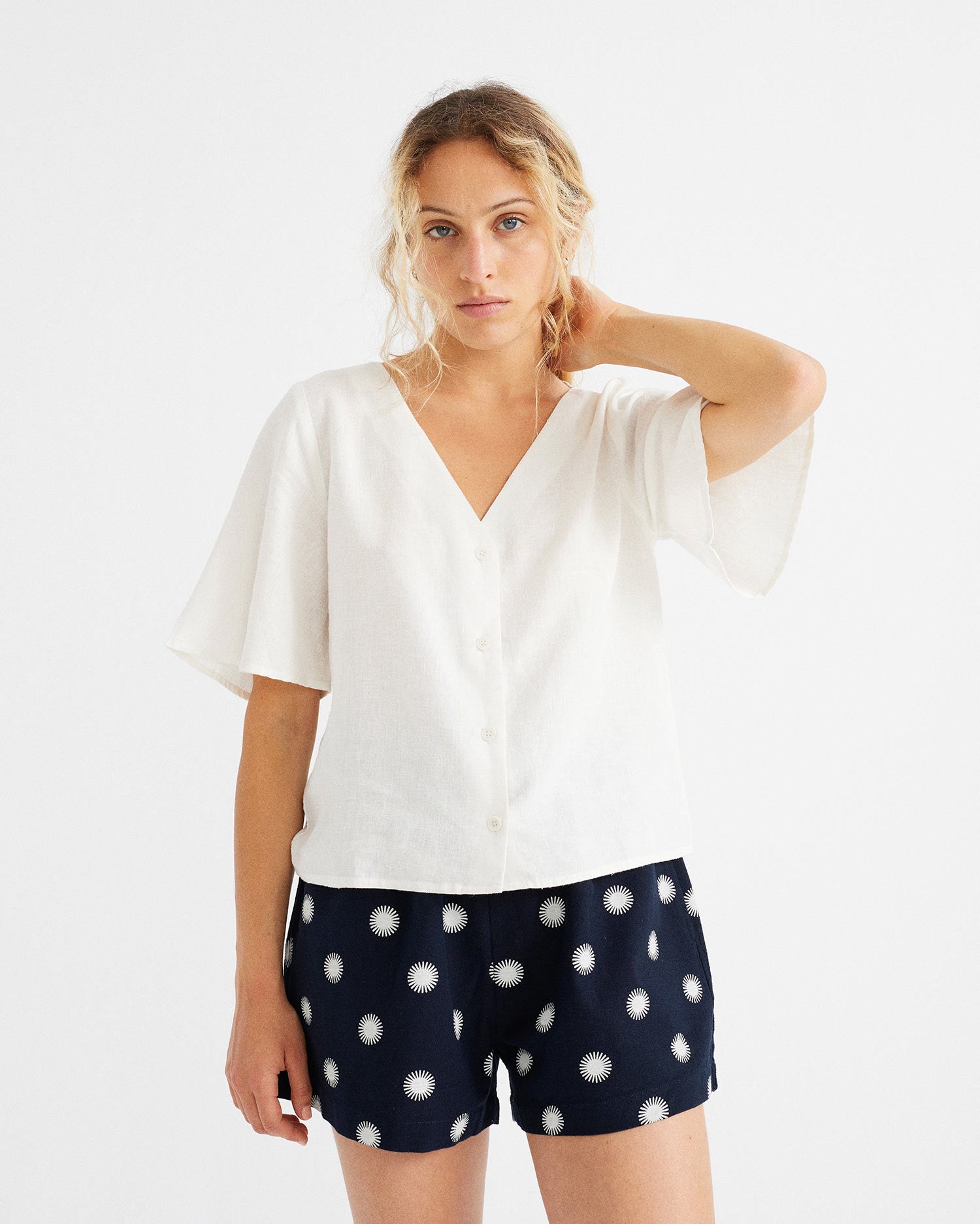 Thinking mu white hemp Libelula blouse