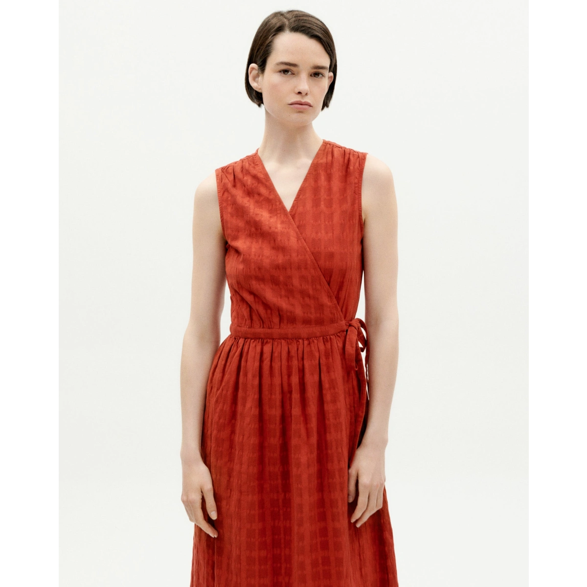 Thinking Mu Red cuadrito Amapola dress