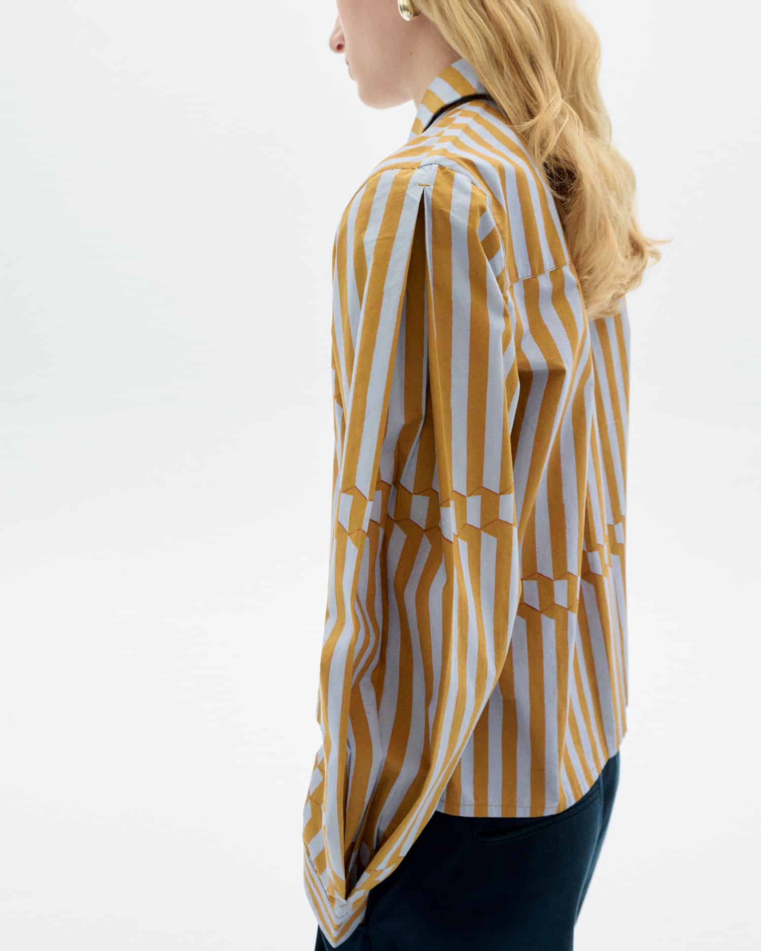 Thinking Mu - Striped poplin Esqué Duna blouse