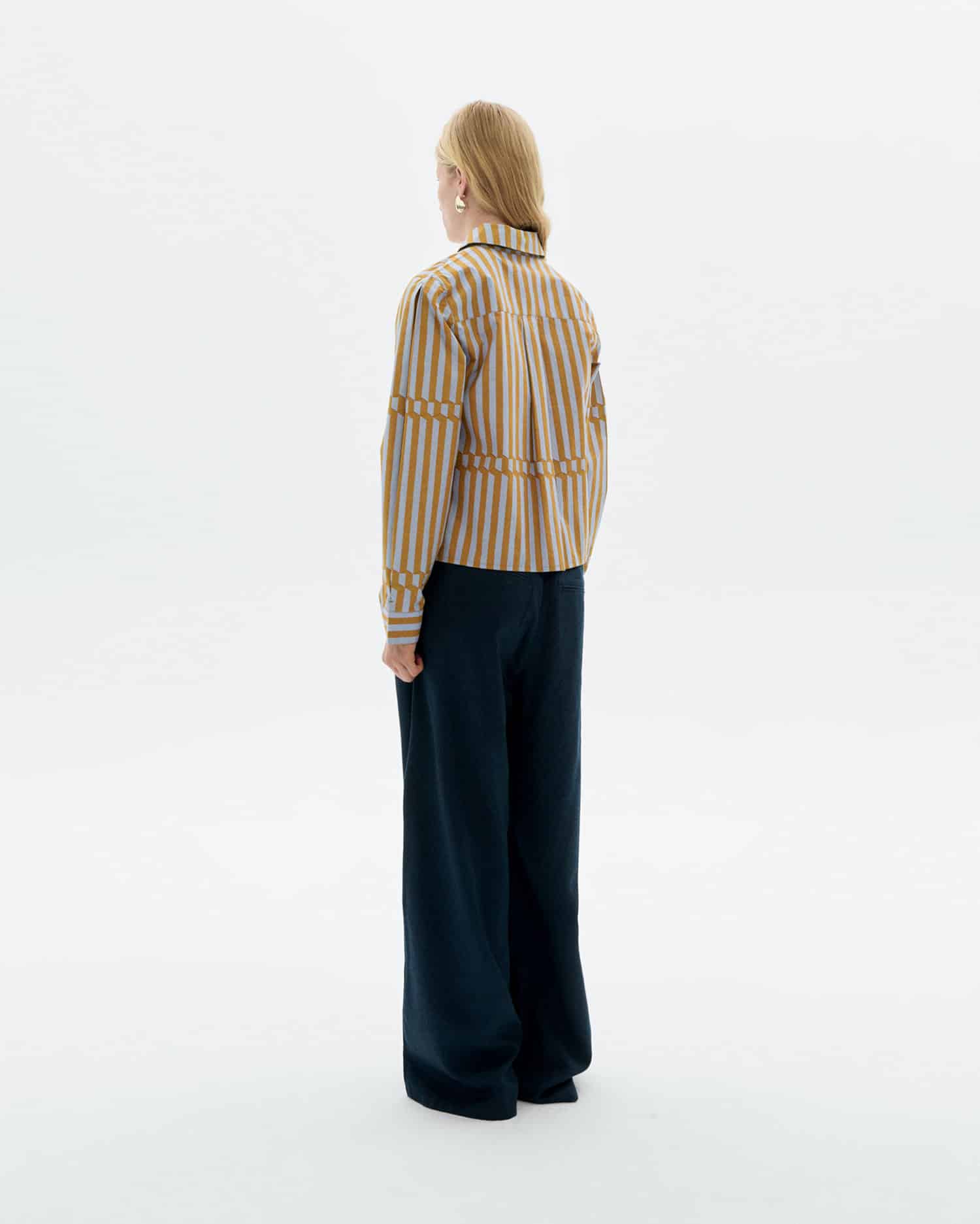 Thinking Mu - Striped poplin Esqué Duna blouse