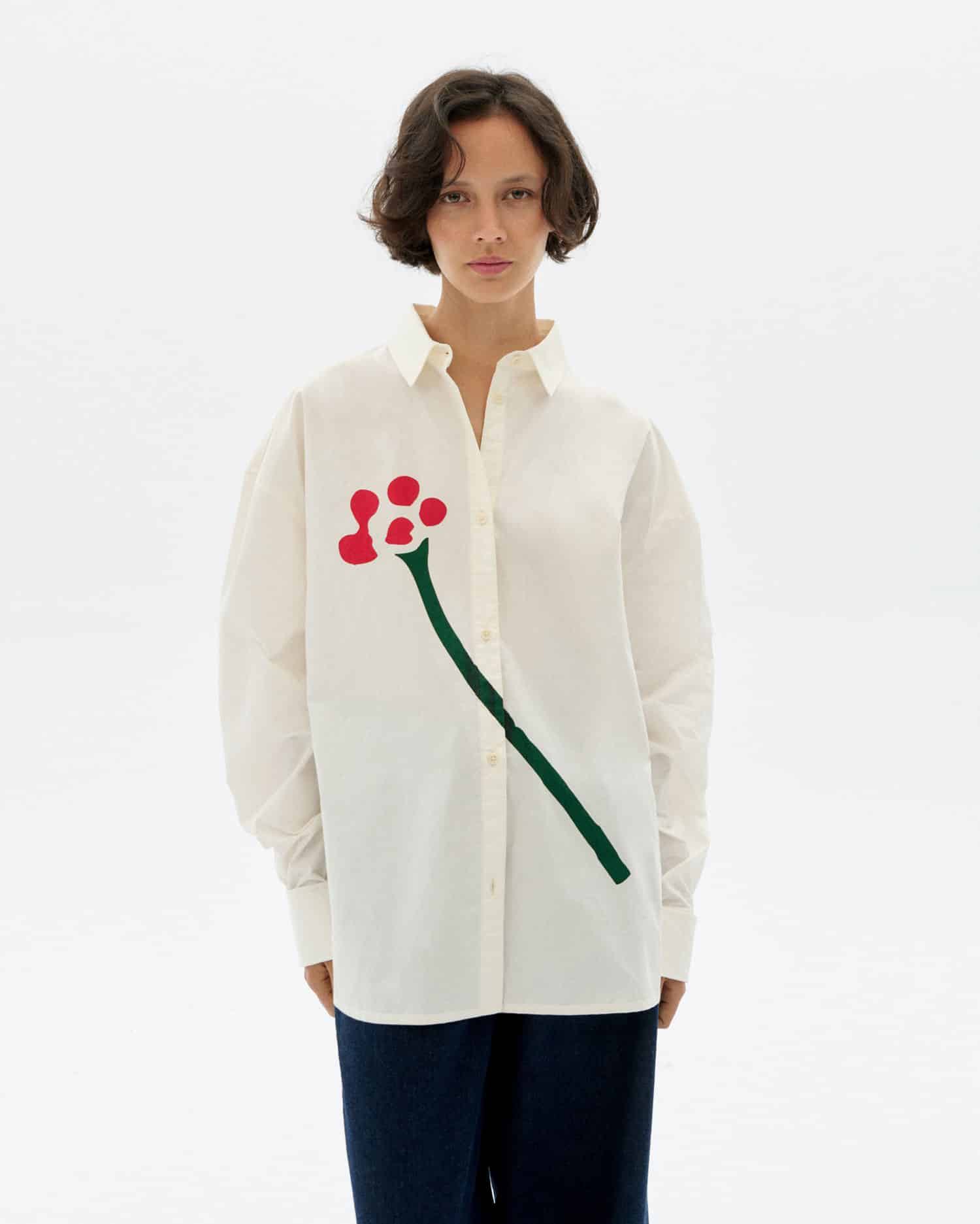 Thinking Mu - Poplin flower Juana blouse