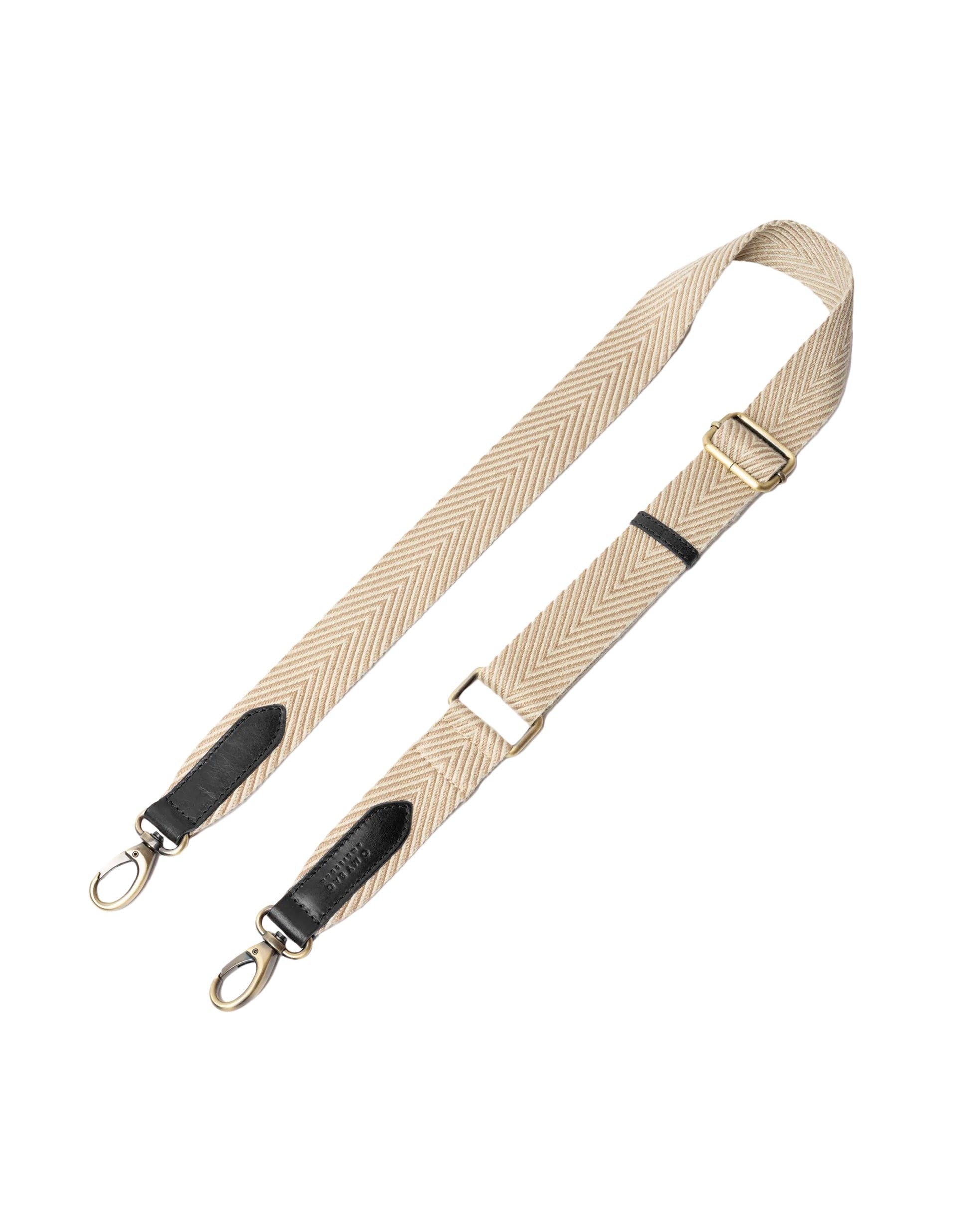 O MY BAG - Herringbone Webbing Strap - Sand & Black