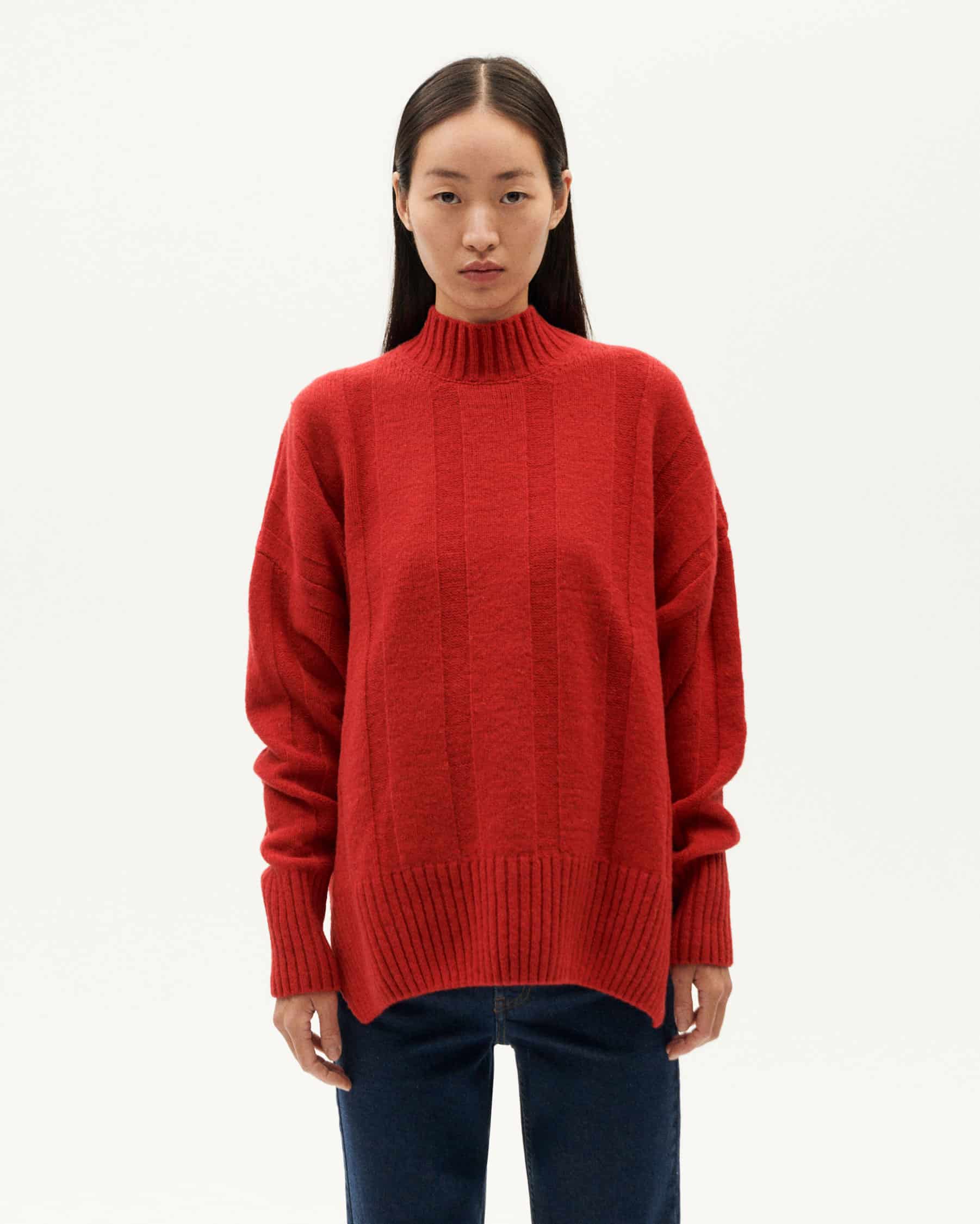 Thinking Mu Red carol Knitted Sweater