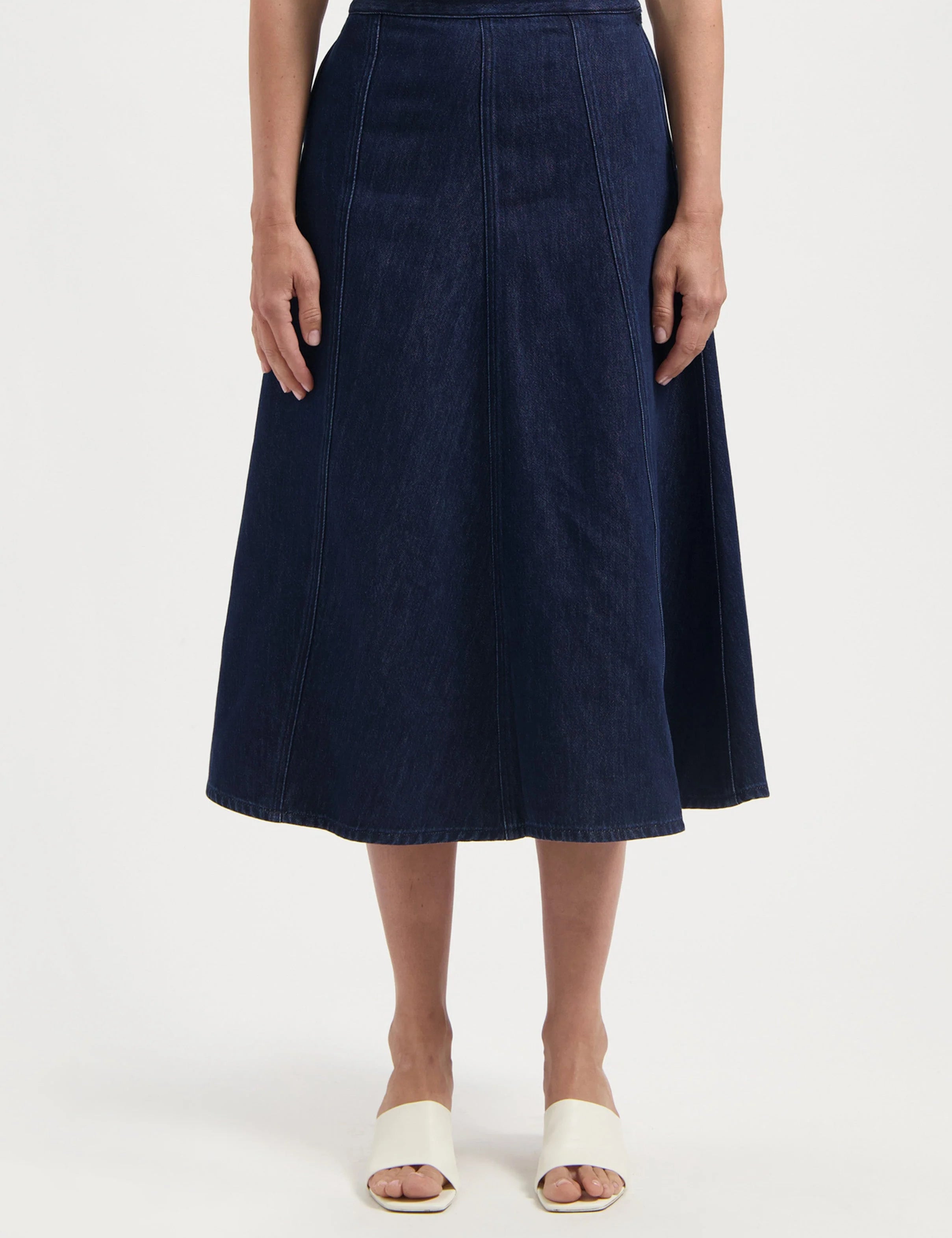 women-sustainable-mae-panel-skirt-stone-indigo-half-body-front-summer.webp