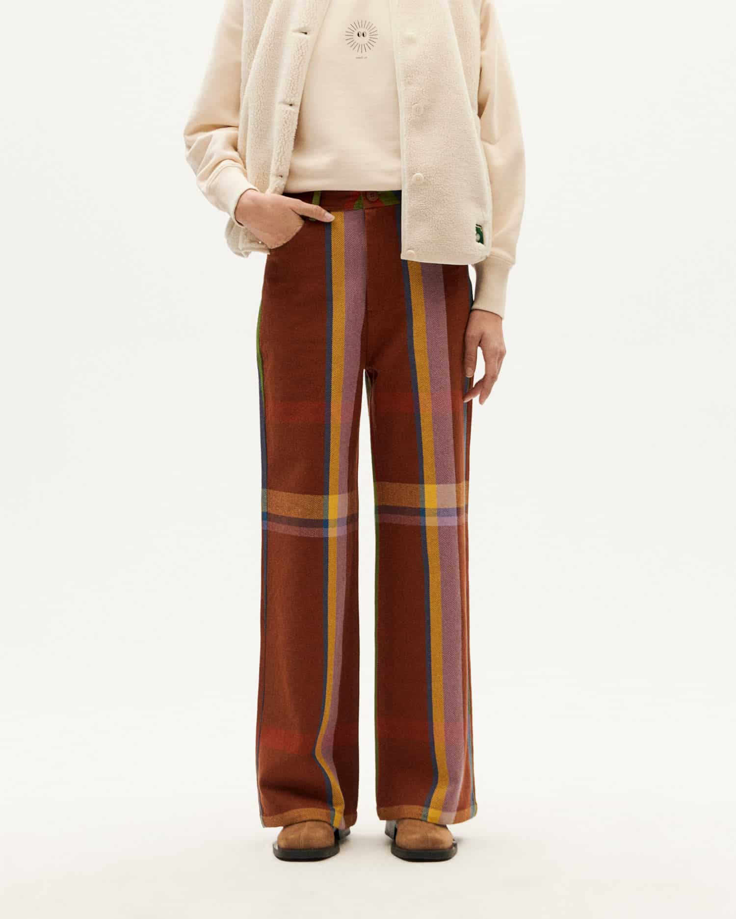 Thinking Mu Brown charlie blanket Coral pants