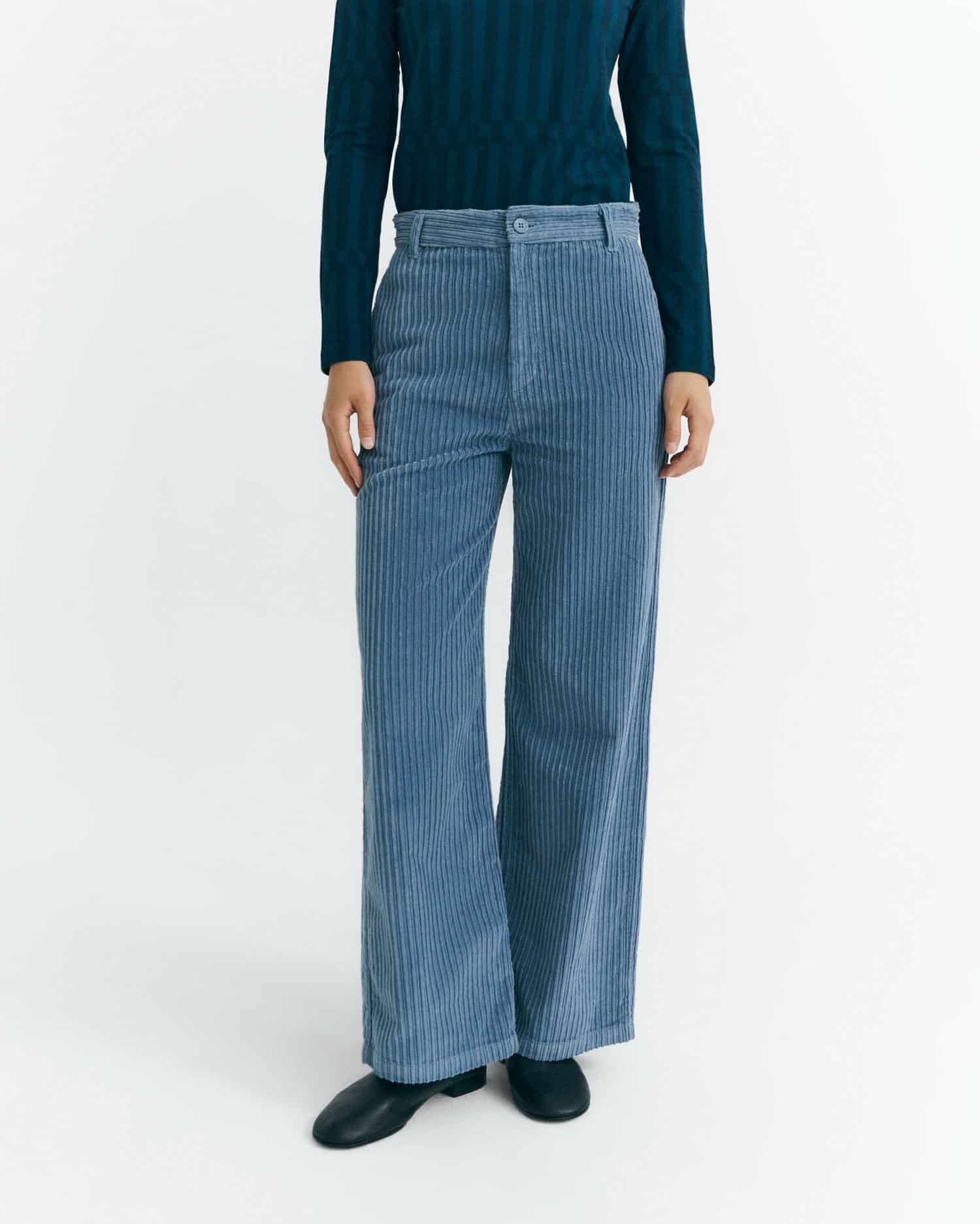 Thinking Mu - High rise corduroy Karina pants - Blue