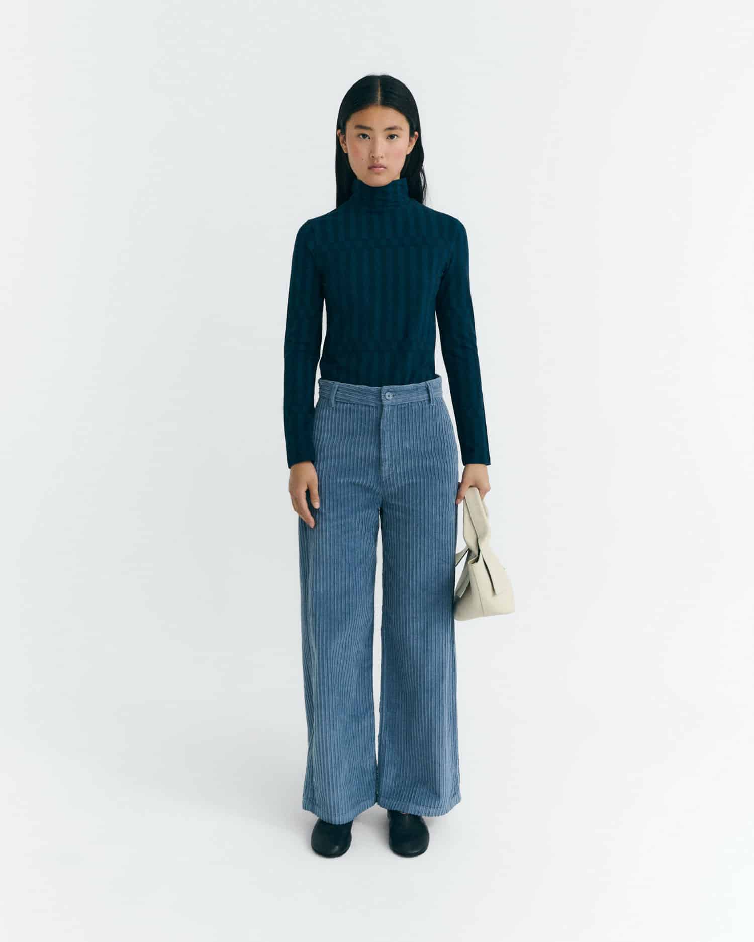 Thinking Mu - High rise corduroy Karina pants - Blue