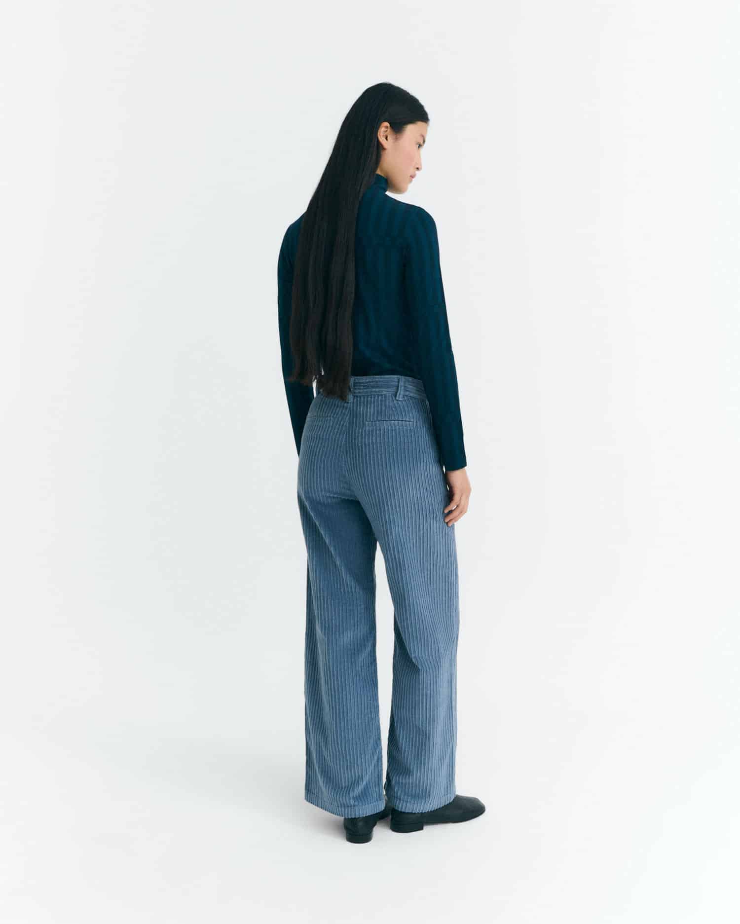 Thinking Mu - High rise corduroy Karina pants - Blue