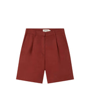 Thinking Mu - Red pleats hemp Lia bermuda shorts