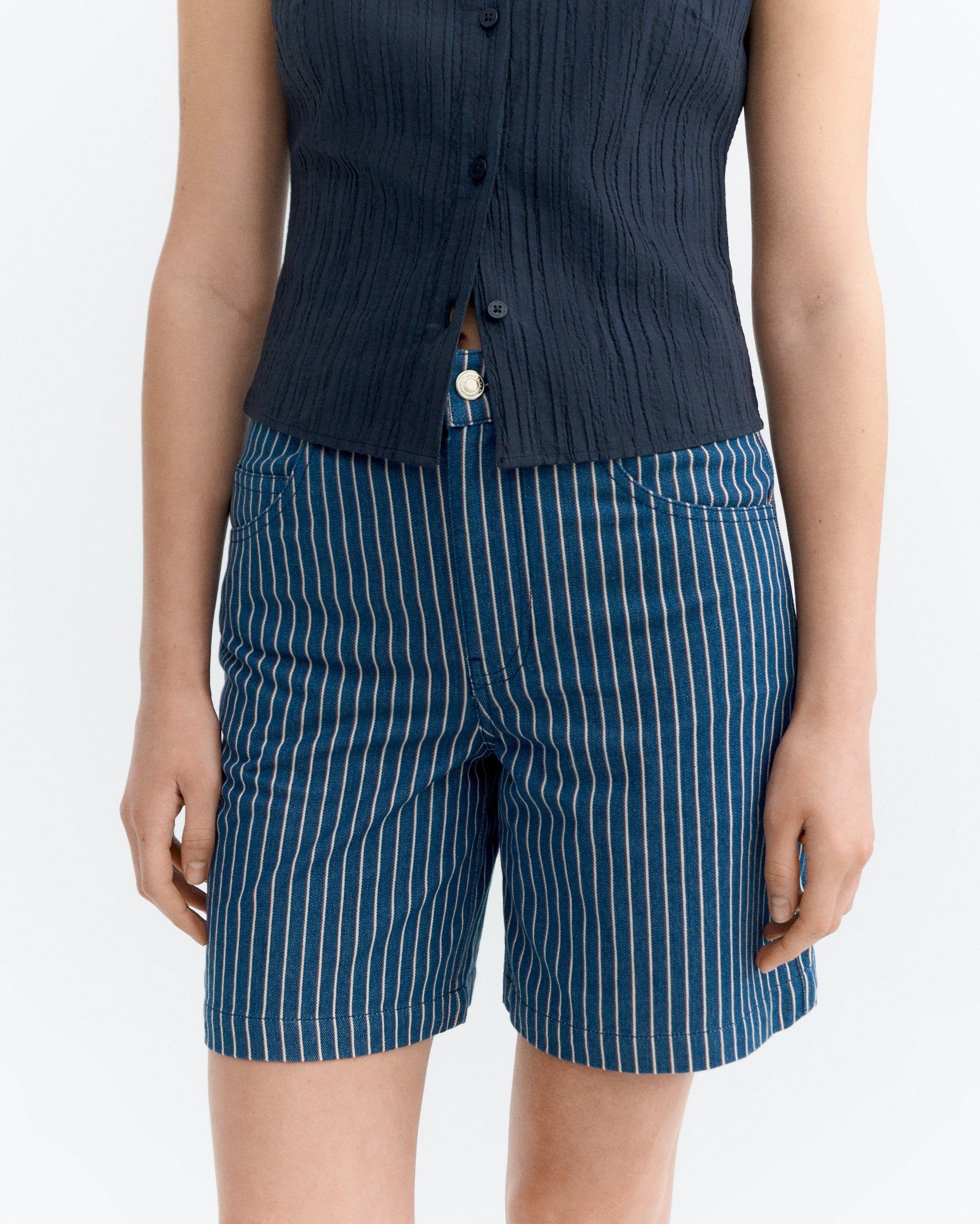 Thinking Mu - Shorts stripes natural dye railway Luisa
