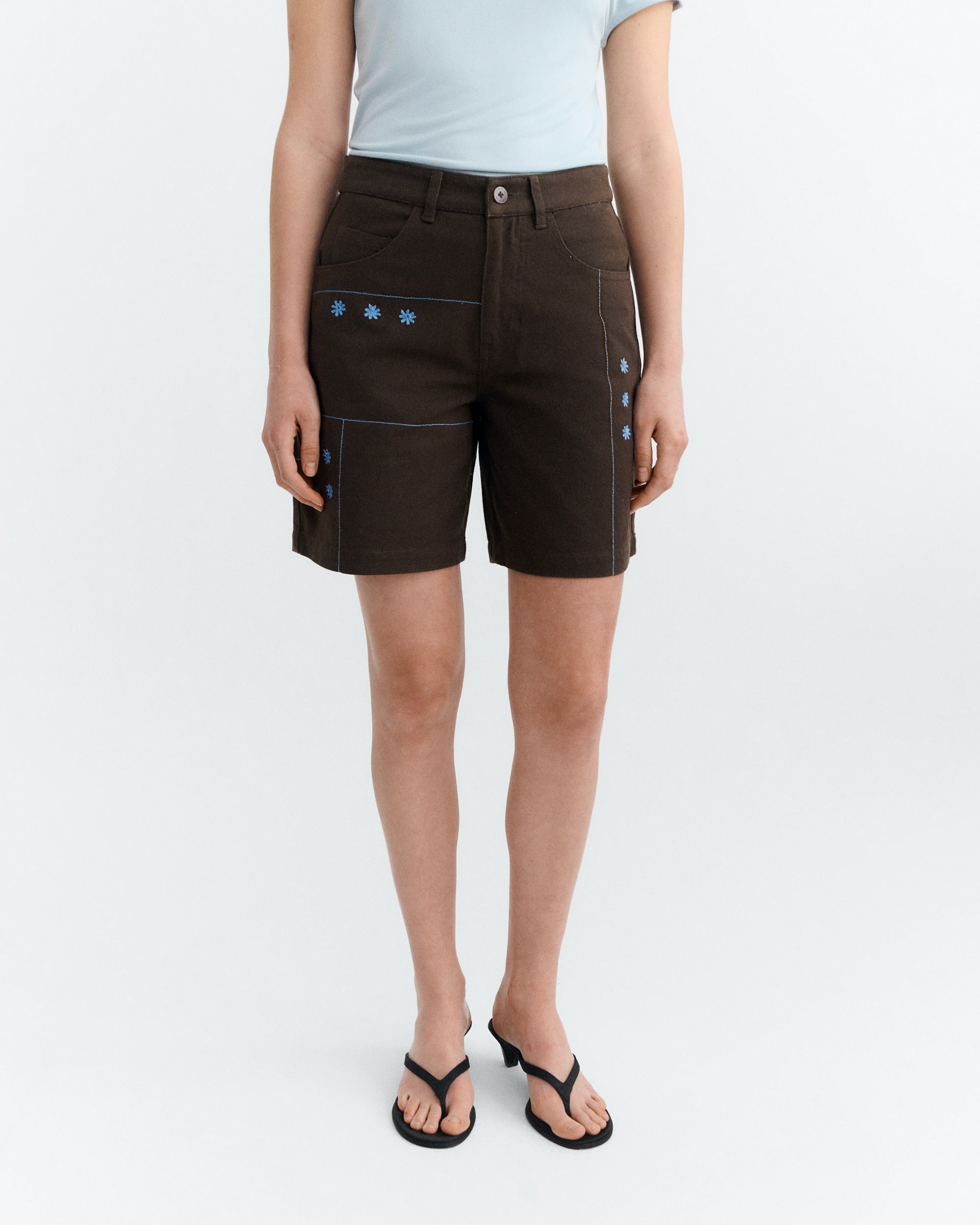 Thinking Mu - Shorts hand embroidered sole mio Luisa