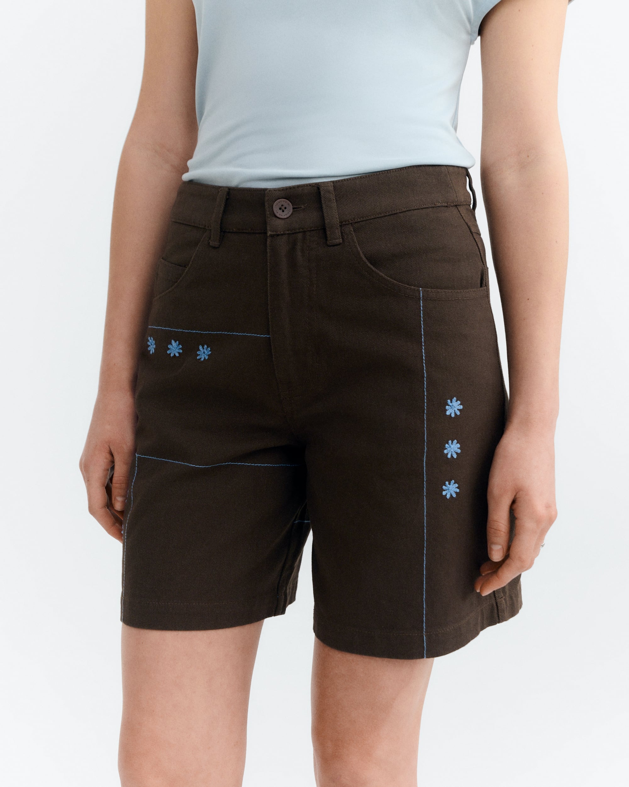 Thinking Mu - Shorts hand embroidered sole mio Luisa