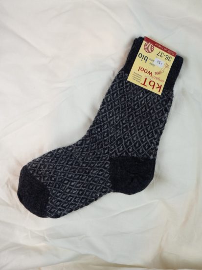 Hirsch - Wool socks fine knit - Grey/black