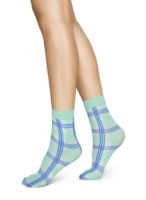 Swedish Stockings – Greta tartan socks – Green /Sea blue