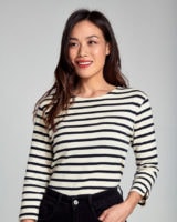 Berton striped blouse ecru and drak navy