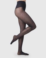 Swedish Stockings – Doris dot tights – Black 40den
