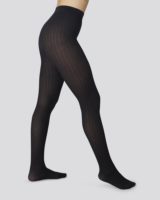 Swedish Stockings – Alma rib tights – Black 70den