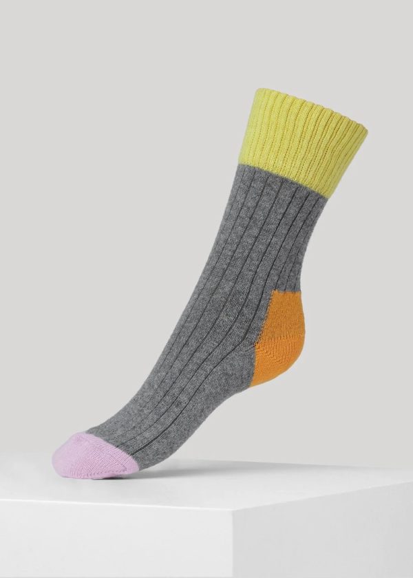 Dear Denier - Esther Contrast Cashmere Socks - Grey