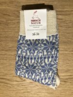 Hirsch – Wool socks – Light blue/white