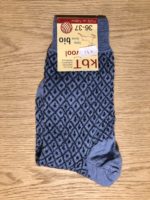 Hirsch – Wool socks fine knit – Sky blue/navy