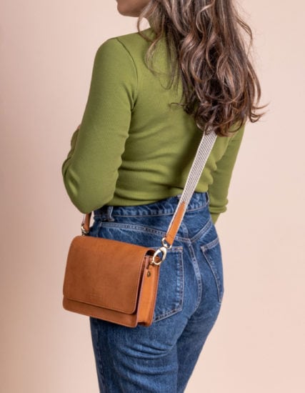 Audrey Mini Vegan leather, structured crossbody bag - Cognac - O MY BAG