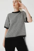 CHECKERBOARD KNIT TEE