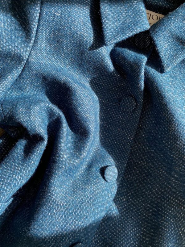 Fjord Ruby - Karen Coat Mørkeblå Lano i deadstock uld - workwear inspireret jakke Upcycling - klassisk jakke - Slow fashion