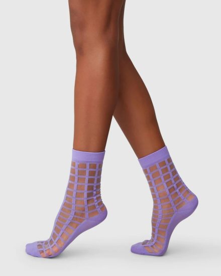 Swedish Stockings Alicia Grid Socks lavender