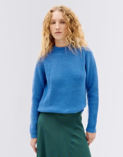 Thinking Mu - Uld Sweater - BLUE HERA KNITTED SWEATER