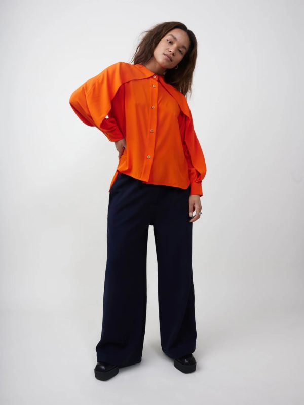 La Femme Rousse - Silkeskjorte - Agnes Shirt // Orange Flame