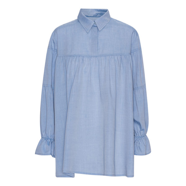 Schulz by Crowd - Tencel skjorte - Saga Blouse Oversize - Light Blue AGA SHIRT