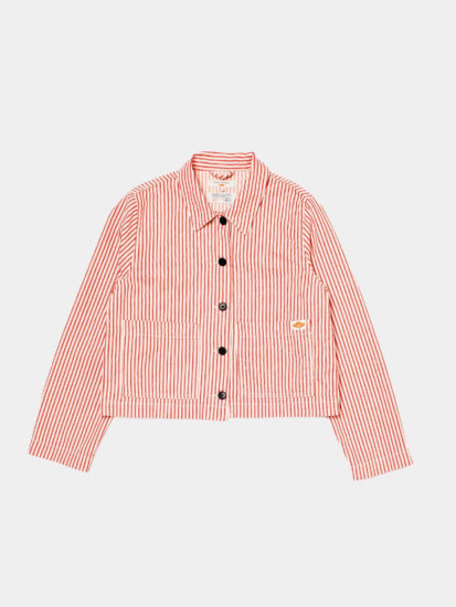 Nudie Jeans Isa Striped Denim Shirt Red/Offwhite