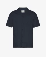 Colorful Standard Unisex Linen Short Sleeved Shirt navy Blue